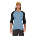 Mons Royale Mens Tarn Merino Shift Raglan 3/4 Blue Salte / Black L