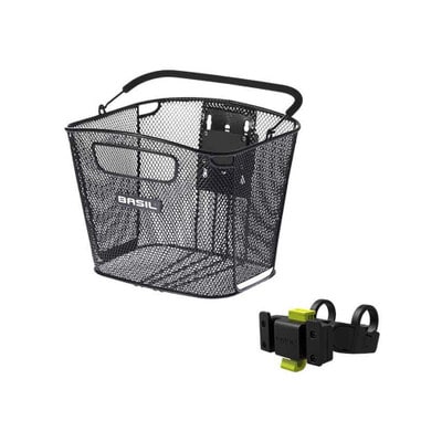 BASIL Bold KlickFix handlebar basket set close-meshed black