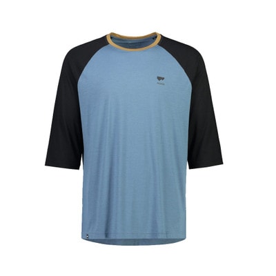 Mons Royale Mens Tarn Merino Shift Raglan 3/4 Blue Salte / Black