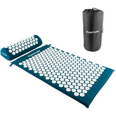 Tunturi acupressure mat and cushion, petrol blue