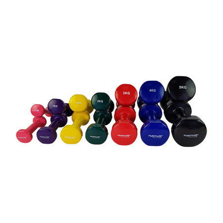 Tunturi vinyl dumbbells - 0.5 to 5 kg