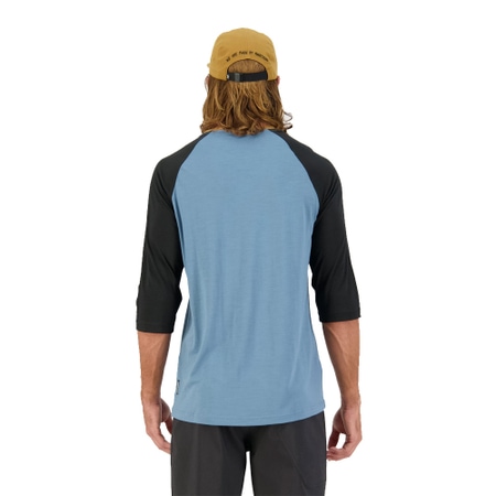 Mons Royale Mens Tarn Merino Shift Raglan 3/4 Blue Salte / Black L