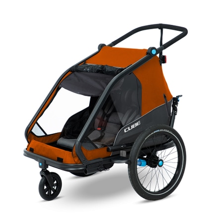 Cube Children's bike trailer Double CMPT X Actionteam grey'n'orange without sun protection